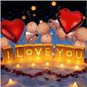 Chanceboleng I Love You Light Up Letters Luminary Bags with Tea Lights Candles, Latex Balloons, Aluminum Balloons and Rose Petals Proposal Anniversary and Valentines' Day Decorations