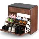 YGYQZ Shoe Storage Benches with Flip Drawer, Wood Entrance Way Furniture Shoe Organizer