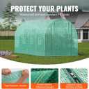 VEVOR Walk-in Tunnel Greenhouse, 14.6x6.4x6.3 ft Hoop House Greenhouse Tunnel, Plant Hot House with Galvanized Steel Frame, Green PE Cover, Roll-up Zipper Door and 8 Windows for Outdoor
