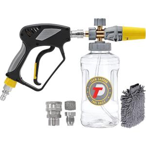 Tool Daily Foam Cannon with Pressure Washer Gun 5000 PSI, Power Washer Gun with 3/8'' Swivel Quick Connector, Adjustable Foam Blaster, M22 and 1/4 Inch Quick Connect, 1.5 Liter