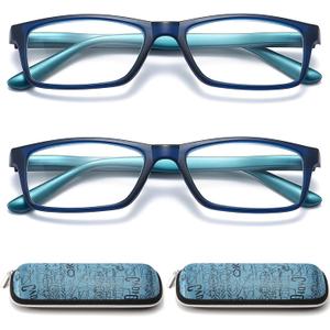 Reading Glasses Blue Light Blocking for Men Women,Rectangular Frame Computer Readers with Spring Hinge