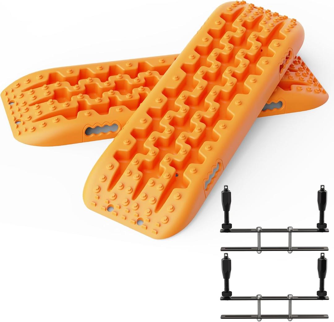 ALL-TOP Recovery Traction Boards, 2PCS & Mounting Kit, Reinforced Off Road Bendable Tire Friction Tracks (3rd Gen,Orange)