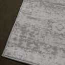 Srugn Washable Rugs 5x7 Area Rugs for Living Room, Bedroom, Large Carpets, Ultra Soft Faux Wool Retro Dining Room Rug, Non Slip&Non-Shedding Low Pile Vintage Rugs for Home Office, Concrete Grey