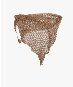 Women's Net Hollow Out Crochet Triangle Bikini Swimsuit Cover Up Wrap Scarf Sarong Adorned with Shells or Sequins