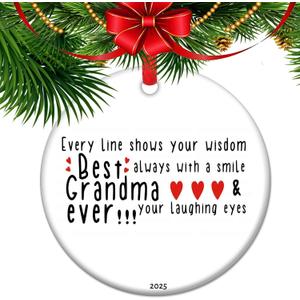 Best Grandma Ever Ornament for Grandmother, Birthday Keepsake for Grandma  Heartwarming Holiday Tree Decor for Nana, Grammy, or Abuela (C11)
