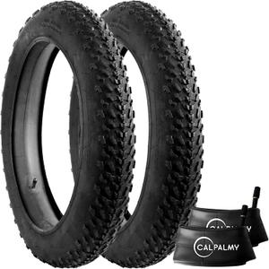CALPALMY Replacement 20x4.0/26x4.0 Fat Bike Tires and Inner Tubes for MTB Off-Road and E-Bike - Knobby Tread All-Terrain Bicycle Tire (2-Set)