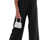 BTFBM Women Jumpsuits Crew Neck Ruffle Cap Sleeve Belted High Waist Wide Leg Romper with Pockets One Piece Casual Outfits (XX-Large, Black)