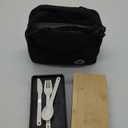 Japanese Bamboo Bento Box with Compartments and Utensils Stackable Lunch Box Includes Lunch Bag for Meal Prep Black (42 OZ)