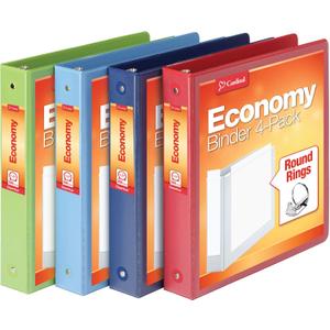 Cardinal 3 Ring Binders, Round Rings, Holds 350 Sheets, ClearVue Presentation View, Non-Stick, Assorted Colors (79550), 1.5 Inch (Pack of 4)