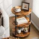 XBurmo Small Round Coffee Table - 3 Tier Design Accent Table, Narrow Side or Bedside Stand, Industrial Vintage Nightstand for Bedroom, Living Room, or Small Spaces, Rustic Brown