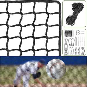 NQB Baseball Softball Backstop Nets - Heavy Duty Sports Nets, Sports Netting Barrier with 33FT Rope & Steel Hanging Kit, Sport Nets for Baseball Basketball (10x10FT)