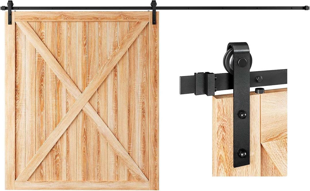 EaseLife 12 FT Sliding Barn Door Hardware Track Kit,Basic J Pulley,Slide Smoothly Quietly,Easy Install (12FT Track Kit for 72" Wide Single Door)