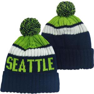 Football City Beanie 2025 Fashion Knit Pom-Pom Hat Soft Headwear Cuffed Winter Hat Sport Fans Gift for Men Women Kids (Seattle)