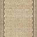 GarveeHome 2x6 Runner Rug for Hallway Washable Kitchen Rugs Non Slip Solid Tan Jute Digital Printing Modern Soft Low-Pile Scalloped Indoor Carpet for Entryway Laundry Room Floor Mats