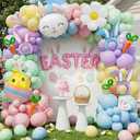 161PCS Easter Balloon Arch Garland kit with Rainbow Easter Balloon Garland Kit,Bunny, Carrot & Chicken Foil Balloons, Happy Easter Color Balloons for Easter Party Decorations, Spring Birthday