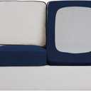 Easy-Going Stretch Individual Loveseat Couch Cushion Cover Sofa Cushion Furniture Protector Sofa slipcover Soft Flexibility with Elastic Bottom (2-Piece Loveseat Cushion Cover, Navy)