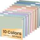 SUNEE Hanging File Folders, 50 Pack Letter Size Hanging File Folders with 1/5-cut Tabs, Stay Organized for Your Home and Office Bulk File, Documents and Paper, 10 Pastel Colors