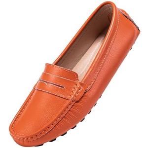BEAUSEEN Women's Genuine Leather Penny Loafers Classic Driving Moccasins Casual Slip On Comfort Women Loafer Shoes, 6.5