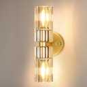 Gold Wall Sconce, Modern Bathroom Sconces Wall Lighting Vanity Light Fixtures with Clear Crystal, Hardwired Brushed Brass Wall Mount Lights for Living Room Corridor Mirror Bedroom Stairs (13"-1 Pack)