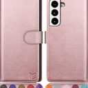 SUANPOT for Samsung Galaxy S22 with RFID Blocking Leather Wallet case Credit Card Holder,Flip Folio Book Phone case Shockproof Cover Women Men for Samsung S22 case Wallet Rose Gold