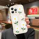 MOWIME Compatible with iPhone 15 Pro Max Case, Cute Daisy Floral Pattern Shockproof Soft TPU Protective Cover for Women Girls, Slim Anti Scratch Case for iPhone 15 Pro Max 6.7 Inch, White