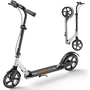 WAYPLUS Kick Scooter for Teens & Adults. Max Load 300 LBS. Foldable, Lightweight, 9”Big Wheels, 4 Adjustable Level. Bearing ABEC9