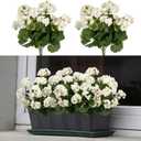 4PCS Home Decor Fake Plants Artificial Flowers Artificial Geraniums Outdoor Fake Flowers Artificial Flowers Fake Silk Bouquet, Fall Decor for Interior Porch Garden Decoration 14.4" (White)