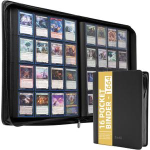 16-Pocket Zipper Binder for 1664 Standard-Sized Trading Cards