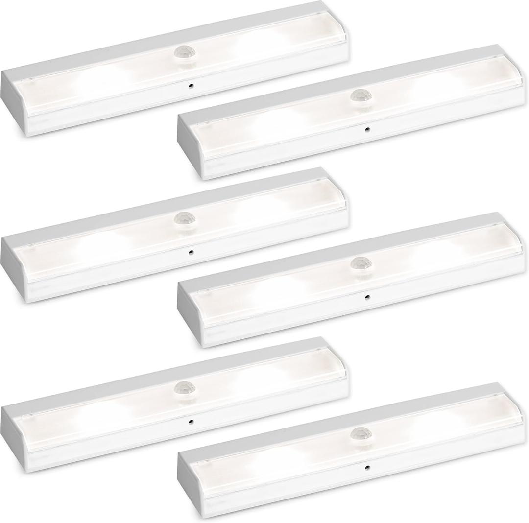 Brilliant Evolution Wireless LED Stair Light 6 Pack - Motion Sensor, Battery-Operated, Stick-On - for Closet, Indoor Steps - Motion-Activated Night Light