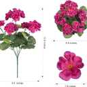 Artificial Geranium Fake Flowers for Outdoors Decoration, 6 Bundles Silk Geraniums Flower UV Resistant Look Real Faux Plants for Outside Planter Front Door Garden Patio Balcony Yard Home, Fuchsia