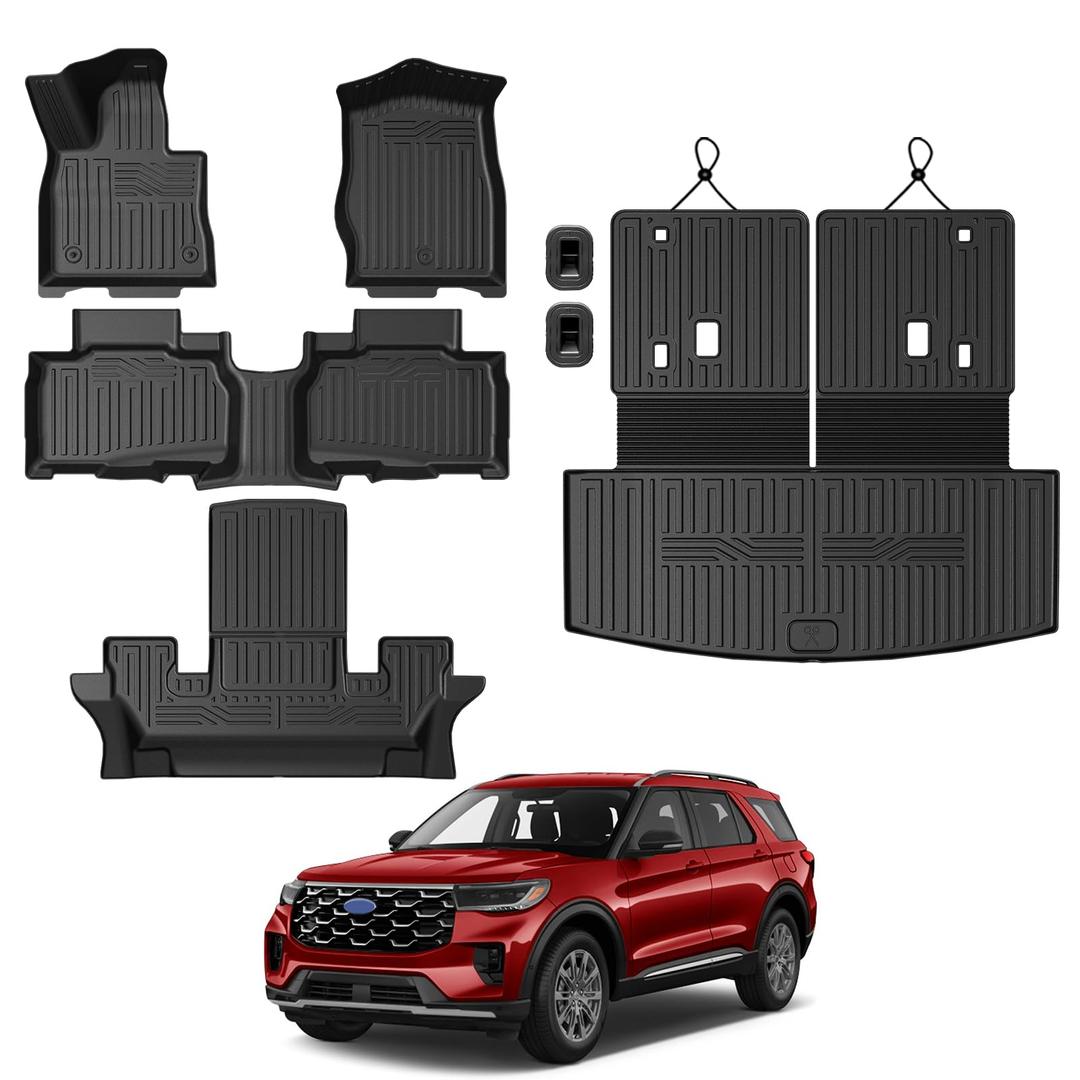GALVAGNITE Floor Mats for 2015-2019 Ford Explorer 7-Seat Accessories