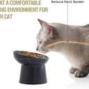 4 Pcs Small Ceramic Raised Cat Bowls, Tilted Elevated Food or Water Bowls, Stress Free, Backflow Prevention, Dishwasher and Microwave Safe, Lead & Cadmium Free(2pc Black + 2pc White)