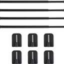 Jetec 4 Pieces Extendable Curtain Rod Cupboard Bars Tensions Adjustable Plastic Curtain Rod with 10 Pieces Self Adhesive Hooks for Home Bathroom Hotel Supply(15.7 to 27.5 Inch,Black)