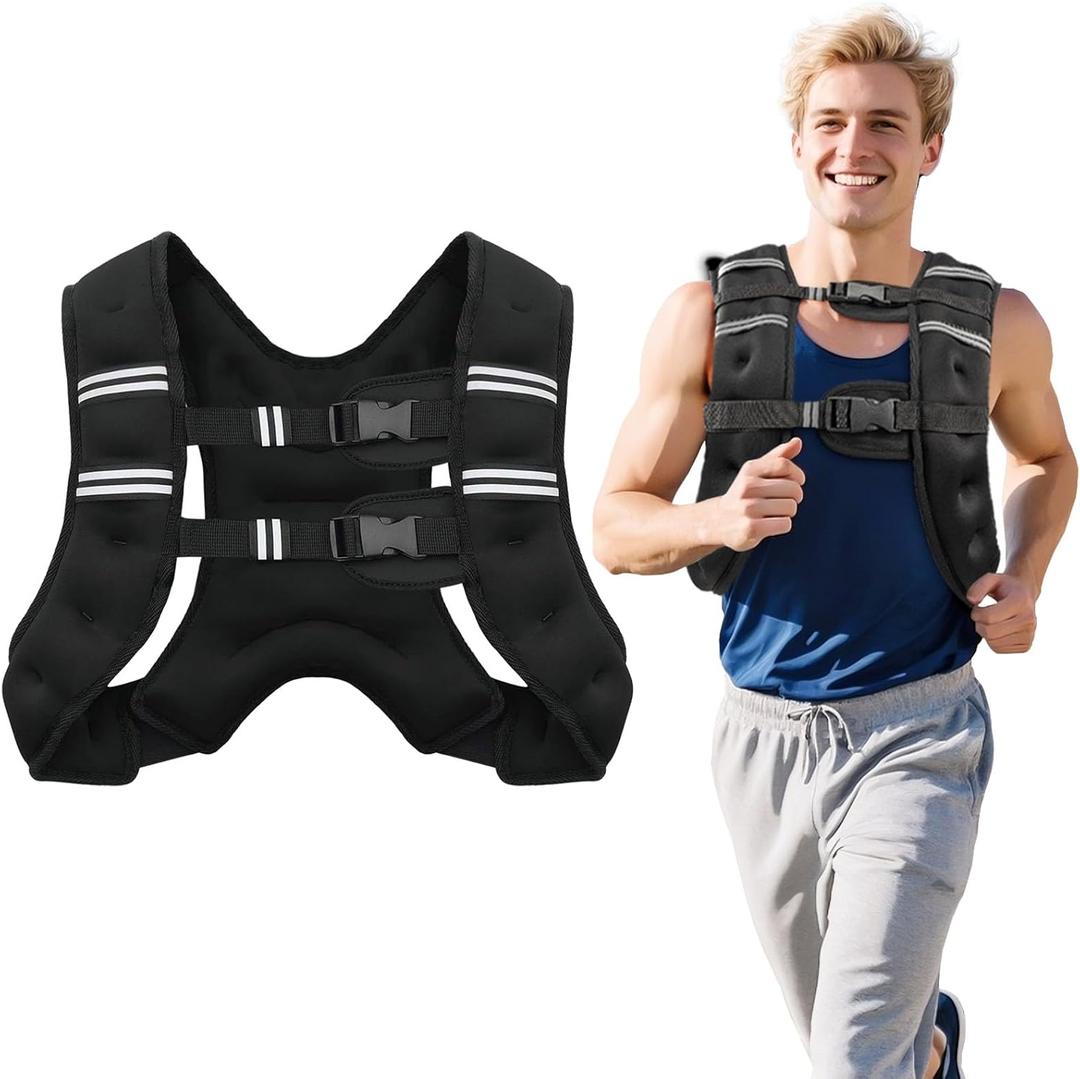 8lb/12lb/16lb/20Lb Weighted Vest for Woman Men with Reflective Stripe, Size Adjustable Strength Training Weighted Vest for Walk Running Jogging