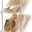 YYW Narrow Shoe Rack Vertical Shoes Rack for Entryway Corner Shoe Storage Organizer for Small Spaces Transparently Tall Slim Shoe Shelf for Front Door Entrance Living Room (Transparent white 4 layers)