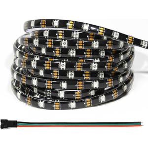 WS2812B IC RGB 5050SMD Individually Addressable LED Strip Light 150LEDs 16.4FT 30LEDs/M Flexible Black FPCB Light, Full Color LED IP65 DC5V (Power Supply&Controller Not Included)