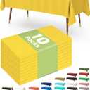 Pureegg Plastic Table Cloth Disposable 10 Pack, 54 x 108 Inch Table Cloths, Easter Party, Decorative Tablecloths, Rectangle, Lemon, Pastel Plastic Cover, Leakproof & Sturdy, Yellow