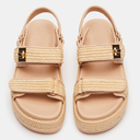 SM NEW YORK Raffia Plantforms Sandals Natural Color, Size 6 1/2