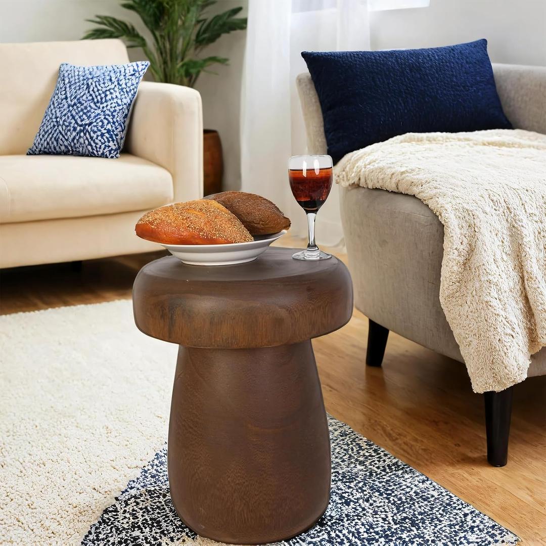 TORMAYS HOME Handmade Wood Side Table Tree Stump End Table Solid Wood Stool Plant Stand Rustic Coffee Table Nightstand for Living Room Bedroom Balcony Garden (Brown)