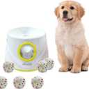 Automatic Ball Launcher for Dogs The Upgraded Ball Thrower Adjustable Distance 20-45ft Including 6 PCS 2.3-inch Sized Balls, Interactive Dog Toys Suitable for Small to Medium Sized Dogs (Yellow)