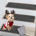 BEQHAUSE Stair Treads Non Slip Stair Runners Step Carpet Mat for Wooden Steps Indoor Machine Washable 28inX9in Edging Polyester Soft Stair Rugs for Kids Elders Pets with TPE Backing(Black,4pcs)