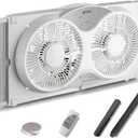 shinic 9" Twin Window Fan with Remote Control,Reversible Airflow,Removable Cover,3 Speeds, 3 Modes, Expandable Panels (From 24" to 37"),ETL Certified, White