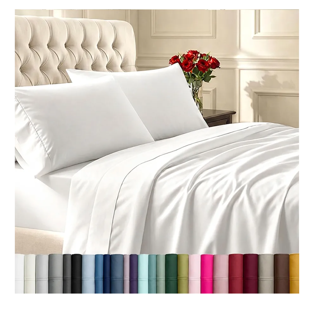 California Design Den Natural 100% Cotton Sheets Queen Size Bed Set - Soft 400 Thread Count Sateen, Queen Sheets, Deep Pockets with All Around Elastic for a Snug Fit, Durable Bedding - White