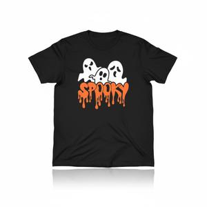 Potia Halloween Shirts for Women Halloween Spooky Ghost TShirt Funny Spooky Season Print Tee Tops Black, Size Large, Black 