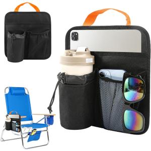 Beach Chair Cup Holder,Beach Cup Holders,Camping Chair Side Organizer Armrest Storage Bag Side Pocket Bag,Hanging Chair Attachment Camping Beach Accessories for Phone Water Bottle Sunglasses