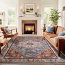 Beglad Washable Area Rugs 5x7, Low Pile Soft Vitnage Distressed Rug for Bedroom, Living Room, Dining Room, Non-Slip, Low Pile, Rust Brown