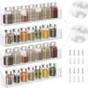 PMMASTO Adhesive Acrylic Spice Rack Organizer for Wall with 2 Nano Double Sided Tape, Spice Shelf Organization for Kitchen Cabinet Door/Pantry Door, Wall Mount Seasoning Rack (Clear-4 Pack)