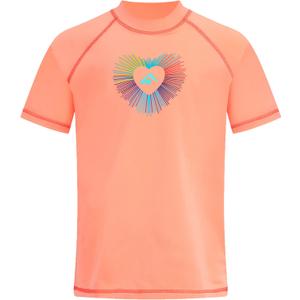 Kanu Surf Girls' Jade Rash Guard UPF 50+ Sun Protection Short Sleeve Swim Shirt (14-16, Love Coral)