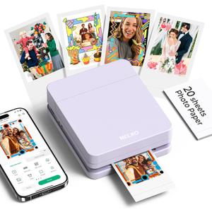 Nelko Photo Printer, PP01 Color Mini Portable Printer, Instant Smartphone Inkjet Printer, Sticky-Back Rechargeable Portable Picture Printer for iOS & Android, Smart AI APP, For Valentine's Day, Purple