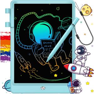 FLUESTON LCD Writing Tablet for Kids, 10 Inch Doodle Board, Colorful Drawing Pad for Toddler, Educational Travel Toy Gifts for 3-8 Year Old Girls Boys, Erase Lock Writing Board